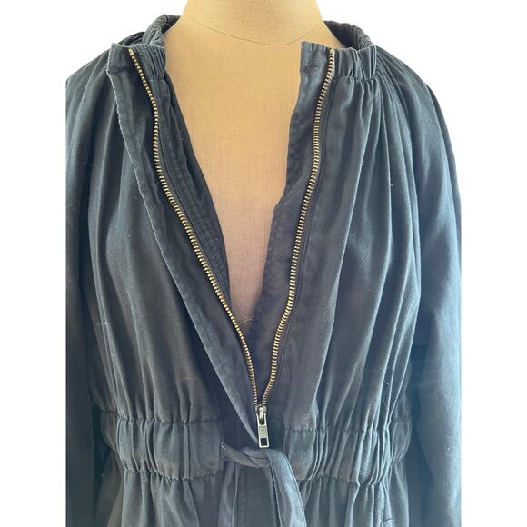 W's VTG H&M Black cotton duster, lined sz 16 goth punk Y2K - Picture 7 of 16